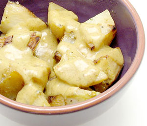 Braised turnips with mustard sauce