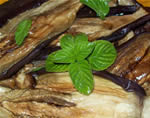 Aubergines salad with white mint