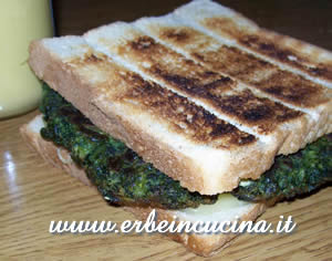 Eggless omelette sandwich with basil
