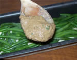 Green beans casserole with mushroom cream