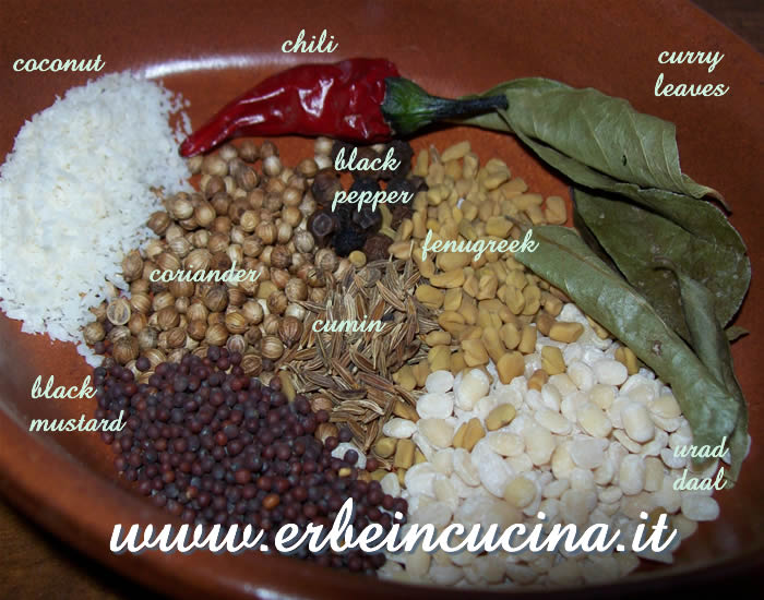 Ingredients for Sambar Powder