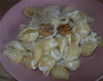 Walnuts pasta with marjoram