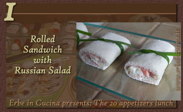 Rolled sandwich with Russian salad