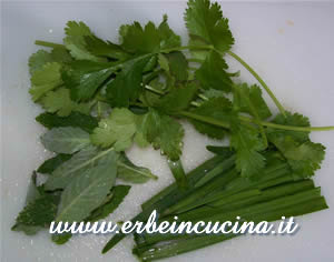 Coriander, mint and chives