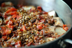 Turkish Eggplant, Tomato and Lentil Stew with Pomegranate