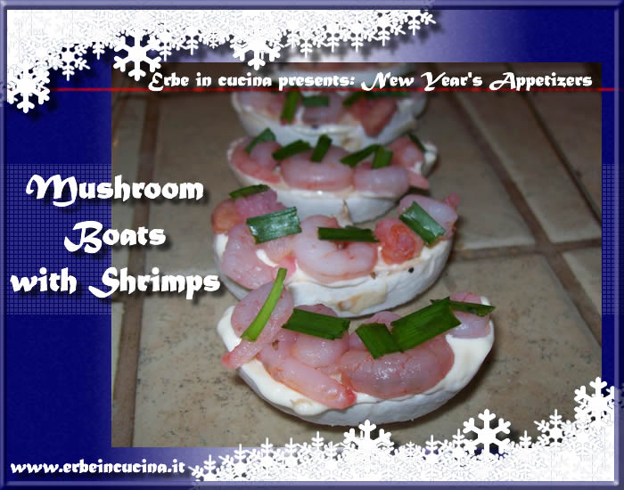 Mushroom boats with shrimps
