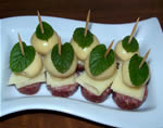 Wild boar salami canapes with mint