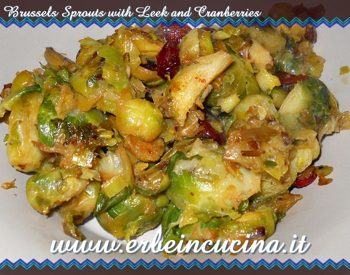 Brussels sprouts with leek and cranberries