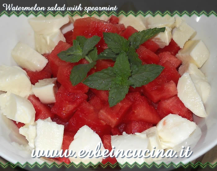 Watermelon salad with spearmint