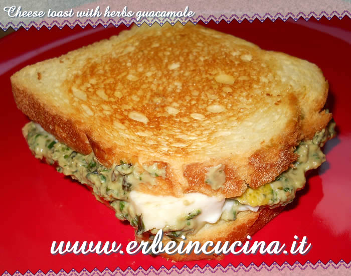 Cheese toast with herbs guacamole