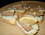 Herrings canapes with chervil cheese